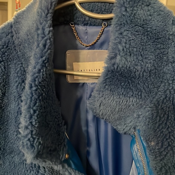 NEW Lattelier Wool Blend Teddy Sherpa Jacket Coat S/M - Picture 4 of 5